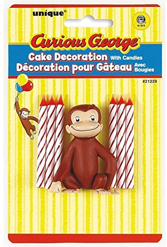 Decorazione per torta e candeline, 6 pezzi, Curious George (etichetta in lingua italiana non garantita)