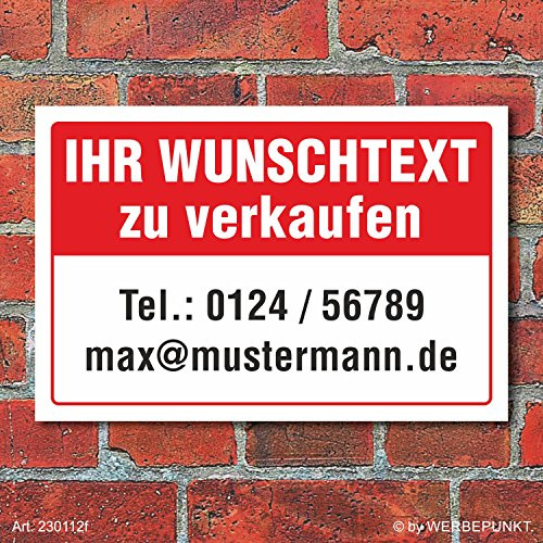 Schild Zu verkaufen Wunschtext Vermieten Haus Angebot wetterfest 3mm Alu-Verbund 300 x 200 mm
