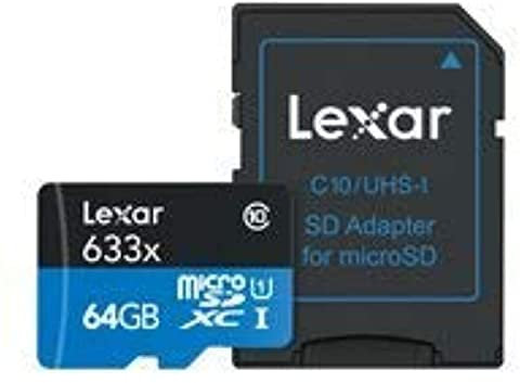 Lexar LSDMI64GBBEU633A Carte mémoire Micro SDHC 633x UHS-I avec Adaptateur SD 64 Go