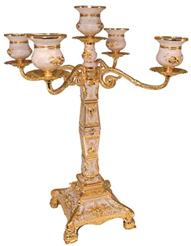 Roselife 5 arms candel holder,5 arms Candelabra,European Style Metal Candle Holder for Home Wedding Christmas Party Decoration (Gold)