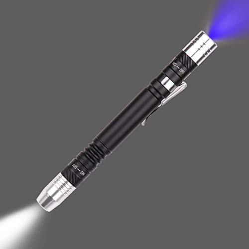 Linterna UV led mini linterna uv 395nm luz violeta blanco violeta 2 en 1 linterna doble fuente de luz (1 pack)