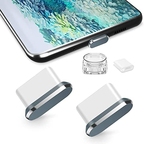 TITACUTE USB Typ C Staubschutz 2 Pack für iPhone 16 15, USB C Staubschutzstöpsel Schutzkappe Staubschutz mit Mini Tragetasche Typ C Staubstecker für Samsung S24 A55 A33 S23 FE S22 für Google 9 8 Grau