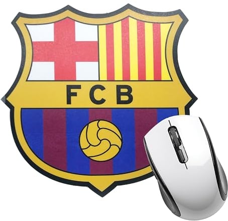 FRIENDLY LICENSE FC Barcelona - Alfombrilla para Ratón - Base de Goma Antideslizante - Ideal para Gaming - Forma de Escudo de Club de Futbol - Producto Oficial FC Barcelona