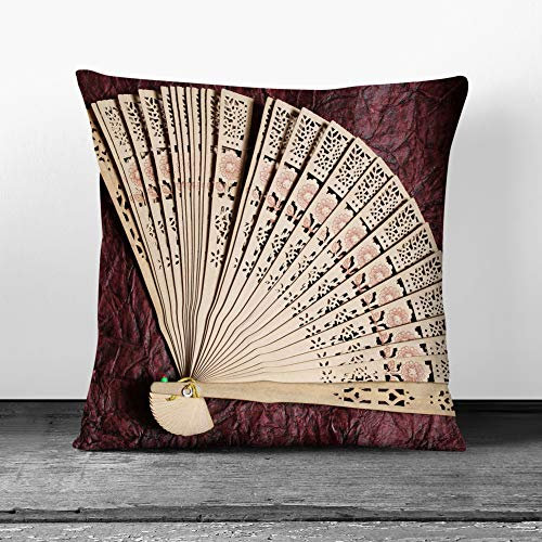 Big Box Art Hand Fan - Cushion Cover Throw Pillow with Insert for Sofa Chair Bed - Charcoal Rear - 40x40 cm