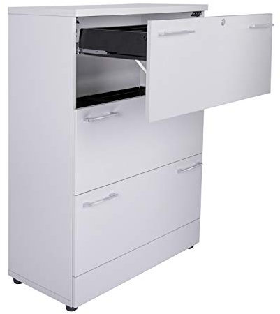 goodsforbusiness GmbH Hängeregistraturschrank aus Holz mit 3 Schubladen in Ahorn, 2-bahnig, abschließbar | Schubladenschrank für DIN-A4 Hängemappen | Dokumentenschrank aus eigener Fertigung