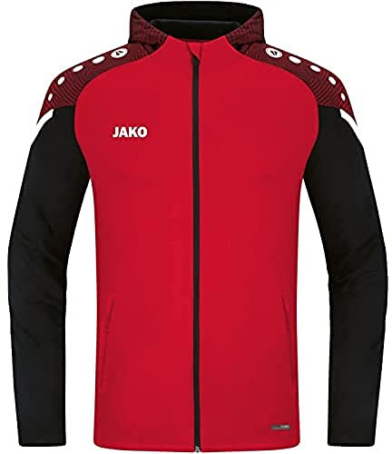 JAKO - Veste à Capuche Performante, Mixte, Rouge Noir, 3XL
