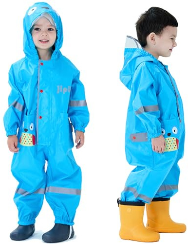 Fewlby Impermeabile Bambini Tuta Pioggia Bambina Antipioggia con Cappuccio Poncho Impermeabile Ragazze Ragazzi Giacche da Pioggia con Cappello Trasparente per 2-5 Anni