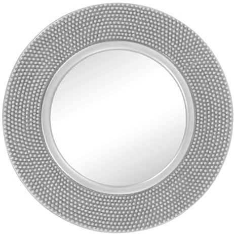 nielsen Rawlins Round Wall Mirror Silver 80x80cm – Textured Beaded Frame, Modern Decorative Circular Mirror for Bedroom, Living Room, Hallway