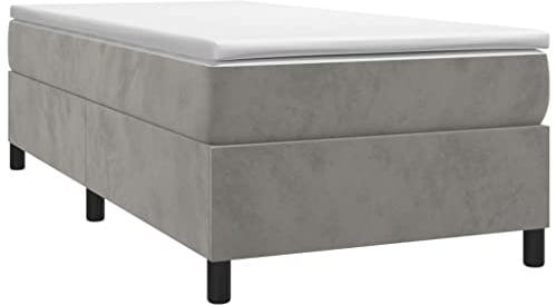 vidaXL Bettgestell, Polsterbett Bett für Schlafzimmer, Bettrahmen mit Lattenrost Stützbeinen, Schlafzimmerbett Einzelbett, Hellgrau 100x200cm Samt
