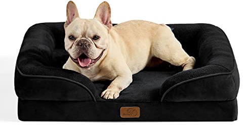 BEDSURE orthopädisches Hundebett Ergonomisches Hundesofa - 71x58 cm Hundecouch mit eierförmiger Kistenschaum für kleine Hunde, waschbar rutschfest Hundebetten, schwarz