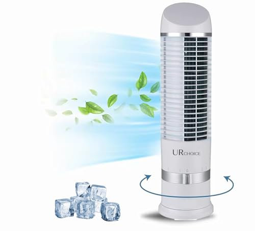 UR CHOICE 16 Mini Tower Fan Oscillating Portable Desk Fan with 3-Speed Options, 110° Oscillation Quiet Cooling Fan for Home, Bedroom, Office | Compact & Energy Efficient