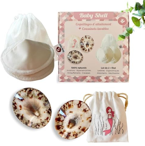 BABY SHELL Coquillages d'allaitement + Coussinets Réutilisables | Atelier Français | Protège-Mamelon T.Medium