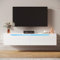 Sirhona - Mueble de TV LED, color blanco lacado con iluminación LED con 16 colores ajustables, bandeja de TV de alto brillo, diseño sin mango, para salón o dormitorio