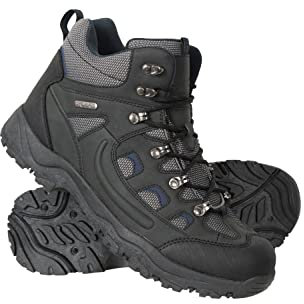 Mountain Warehouse Adventurer Mens Waterproof Boots - IsoDry Shoes with Synthetic Upper, Mesh Lining, Deep Lugs & EVA Cushioning - Spring Summer, Hiking & Outdoors Black Adult Shoe Size 7.5