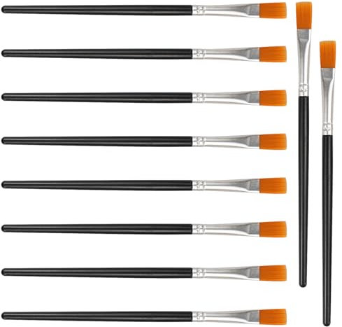 Paint Brush Set, 10Pcs Flat Paint Brushes, Small Brushes Bulk for Detail Painting, Nylon Hair Paint Brushes for Acrylic Watercolors Gouache Painting, Professional Artists Amateurs Kids Paint Brushes