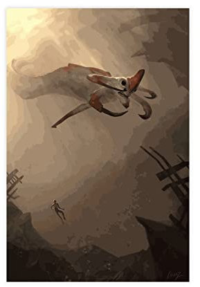 OakiTa Subnautica Reaper Leviathan Spiel-Poster, Leinwand-Poster, Wandkunst, Dekordruck, Bild, Gemälde für Wohnzimmer, Schlafzimmer, Dekoration, ungerahmt, 20 x 30 cm