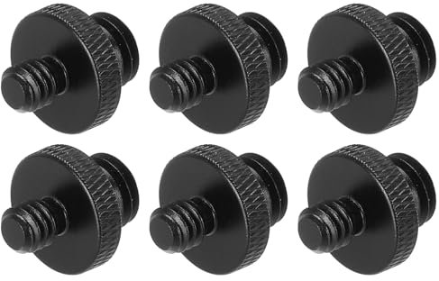 sourcing map 6Pcs Mic Stand Adapter 1/4 Male to M10 Male Double Sides Camera Screw Aluminum Alloy for Microphone Tripod Stand Mount, Black