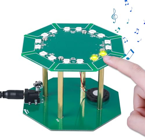 DONGKER DIY Löt Übungssatz mit 7 Noten, Trommelförmiges Klavier Löt Bausatz mit Musik begleitet von bunten LED Lichtern für Lernen Lieder Spielen und Gebrauch Geschenk Lötprojekt