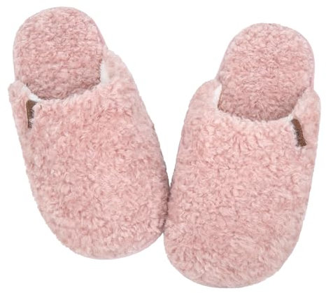 Wostock Pantoufle Femme Chausson Peluche Fourrure Sandal Bout Ouvert Accueil Chaussures pantoufles Femme Hiver