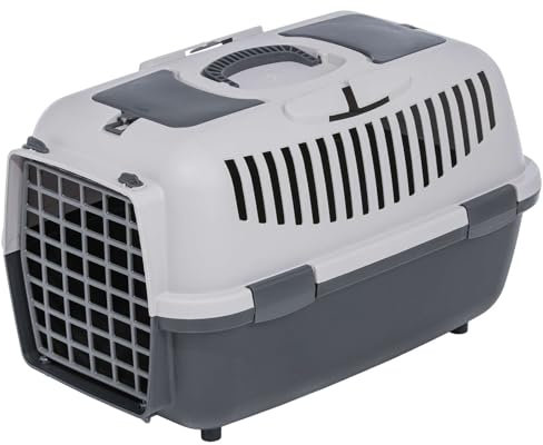 Transportbox Hundebox Katzenbox hellgrau-dunkelgrau 54,5 x 34 x 34 cm