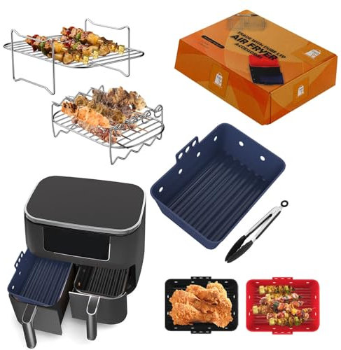 Ninja af400uk Accessories 6 Piece Set |Ninja Dual air Fryer Accessories,Ninja Flexi Drawer Air Fryer10.4l|Af400UK|Af500UK|Af451UK| Ninja Flexi Drawer 10.4l air Fryer,Ninja air Fryer Silicone Liners