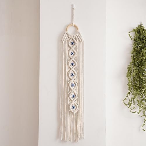 Makramee-Wandbehang, handgefertigt, böser Blick, Traumfänger, Boho-Wanddekoration für Schlafzimmer, Zuhause, Wohnung, Ornamente, Handwerk, Geschenk