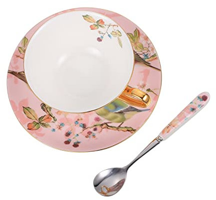 CRILSTYLEO 1 Juego Juego De Tazas De Cafe Taza y Plato De Porcelana Tazas De Rosa Taza De Leche De Cerámica Taza De Té De Hojas Sueltas Cucharas De Espresso Te Japones Tazas y Platillos De Té