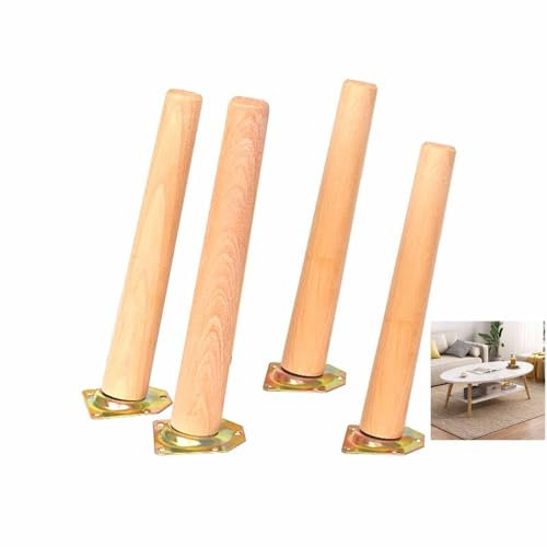 Möbelbeine aus Naturholz, Tischbeine für Schrank, Stuhl, Kommode, TV-Ständer, schräges Design, 20 cm, 4 Stück