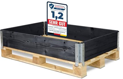 Garronda Holzaufsatzrahmen für Palette Aufbewahrungskiste aus Holz Palettenaufsatzrahmen Holzkiste (ohne Palette) Anthrazit 1 Stück 120x80x20 cm GD-0096