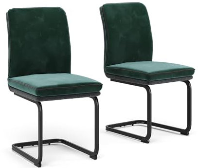 Vicco Freischwinger Eleganza, Küchenstuhl, Grün, 2er Set