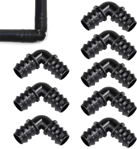 8 Pcs 13mm(1/2 Inch) Garden Barbed Connector, 90° Elbows for Leak-Free Drip Irrigation Systems, Barbed Elbow for Pond and Garden Hose, Ideal for Use with Buried Soaker Hoses