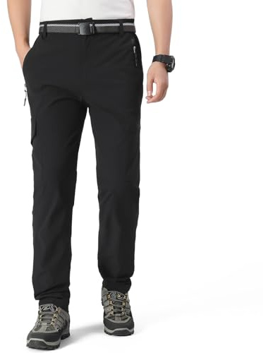 BWBIKE Pantalones de Senderismo al Aire Libre para Hombre Pantalones Cargo Ligeros Transpirables y de Secado Rápido con 6 Bolsillos para Viajes de Pesca y Trekking y Aventuras de Verano