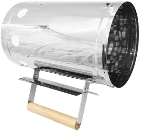 UTHCLO Hitzeisolierter Verzinkter mit Holzgriff für Gleichmäßiges Anzünden von Grillkohle für Grill Kamin Camping Garten und Outdoor Kochen