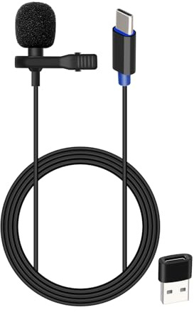 YANBORONSN USB C Male Lavalier Lapel Microphone for Voice Amplifier,Phone,Speakers,Coaches,Live Streaming,Laptop,Compatible PC,Mac,Wireless(1.5M)
