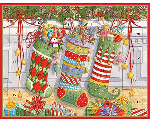 Caspari Stockings On The Mantle Advent Calendar - Multicolored