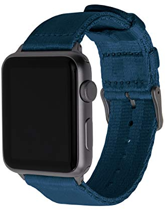 Archer Watch Straps - Seat Belt Nylon Straps for Apple Watch (Navy, Space Gray, 44/45/46/49mm)
