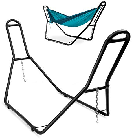 GOPLUS Hängemattengestell Metall, Hängemattenständer Outdoor bis 200kg belastbar, passend für Hängematten von 2,75m bis 3,6m, Hängematte Gestell XXL für Garten Hof Balkon, Terrasse, Schwarz