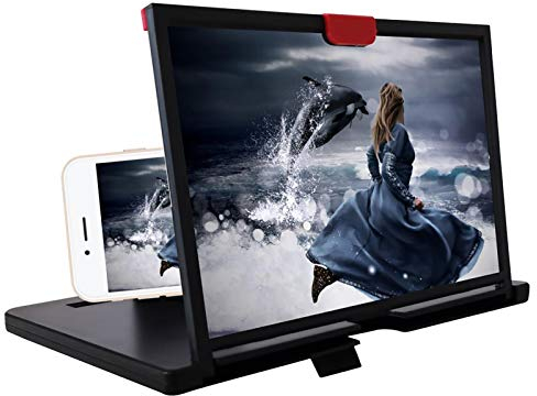 MOVKZACV Lupa de pantalla de teléfono de 12 pulgadas, soporte plegable portátil para teléfono, 3D HD, lupa para teléfono móvil, pantalla de proyector para películas, videos y juegos, para todos los