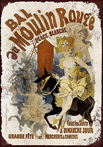 Blechschild, französisches Moulin Rouge, 20,3 x 30,5 cm, Dekoration für Zuhause, Café, Bar, Zimmer, Vintage-Dekor