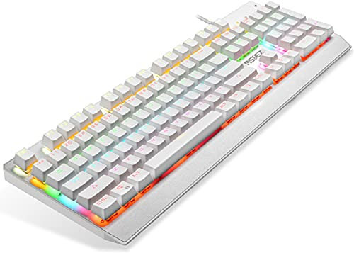 LJFLI Gaming Keyboard Mechanical Computer Peripherals E-sports Games Internet Cafes Self-use square green shaft,White