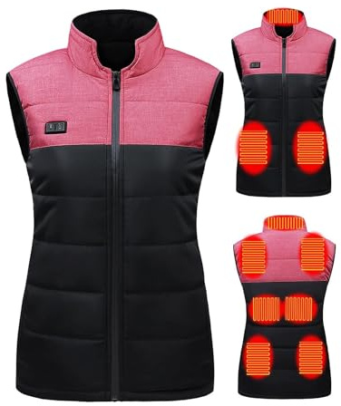 joyvio Gilet chauffant pour hommes et femmes, charge USB, chauffe-corps électrique, veste chauffante, manteau ajusté avec 9 zones de chauffage pour les vêtements de travail en plein air, Rose, S