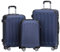 BEIBYE Hartschalen-Koffer Trolley Rollkoffer Reisekoffer Sicherheit Zahlenschloß Zwillingsrolle ABS Material Handgepäck 4 Rollen (M-L-XL-Set) (Dunkelblau, Set)