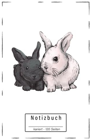 Notizbuch: Hase, Kaninchen | A5 (6x9), kariert, Softcover, 120 Seiten mit Seitenzahlen | Notizheft, Schreibheft, Ideenbuch | Haustiere