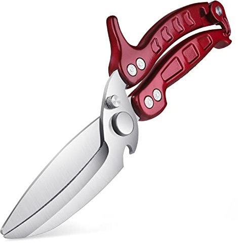 DRAGON RIOT Geflügelschere Abnehmbare, Heavy Duty Fleischschere, Mehrzweck-Küchenschere zum Schneiden von Knochen, Fleisch, Geflügel, Gemüse, Meeresfrüchte und Pizza, Knochenschere Rot