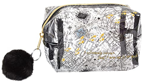 Harry Potter Transparente Kosmetiktasche, Marauder, Karte von Hogwarts, Make-up-Tasche, Reise-Kulturbeutel, Schulmäppchen, Schwarz , Einheitsgröße, Kosmetiktasche