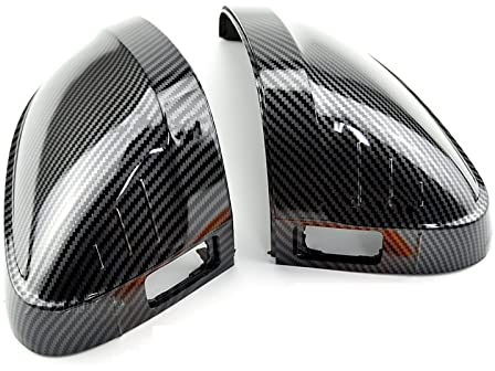 Spiegelkappen Für Audi A4 B9 A5 2017 2018 2019 Paar Carbon Black Und Bright Black Rückspiegelgehäuse Seitenspiegelgehäuse Seitenspiegel Abdeckkappen (Farbe : With Side Assist 1)