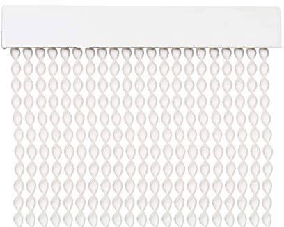 Cortina para Puerta Tiras PVC 200x90cm,Cortina para Puerta Exterior,10 Color (Blanco+Filo Transparente R7)