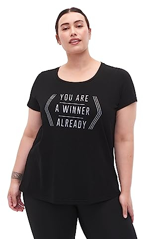 Zizzi Active by Damen Große Größen T-Shirt Print Gr 42-44 Black w. Winner