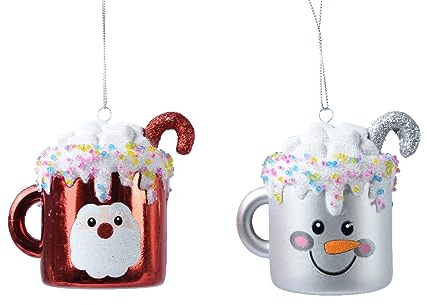 Kaemingk Christbaumschmuck Weihnachtstassen Kunststoff 8cm 1 Stück Sortiert - Weihnachtsanhänger bruchsicher