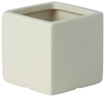 ESTINTENG Maceta de cerámica cuadrada Morandi de estilo nórdico, minimalista, para interiores, oficina, hotel, simulación, maceta, beige, cerámica, 14 x 14 cm